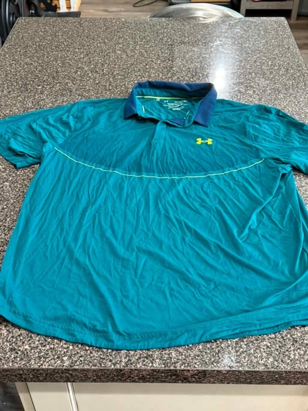 Under Armour Men’s Teal Polo with Navy Collar